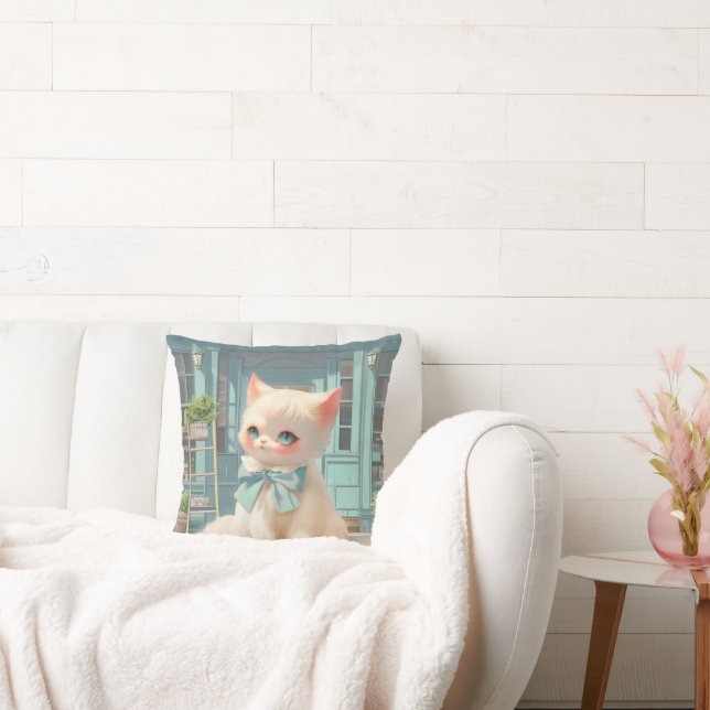 Almofada Fluffy Kitten com Arco Azul no Compro de Odontolog (Sofá)