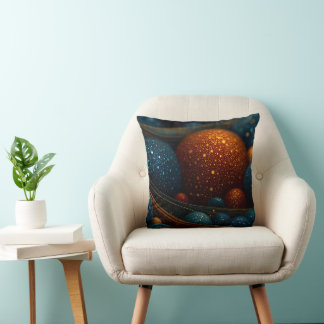 Almofada Fluxo Celestial: Esferas de Abstrato em movimento
