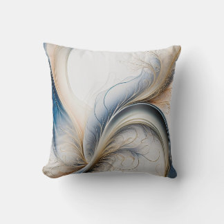 Almofada Fluxo da Brisa Dourada de Azul e Dourado Arte Abst