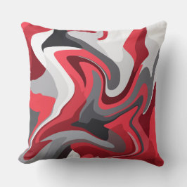 Almofada Fluxo de Cores Vermelho, Branco e Cinza Abstrato