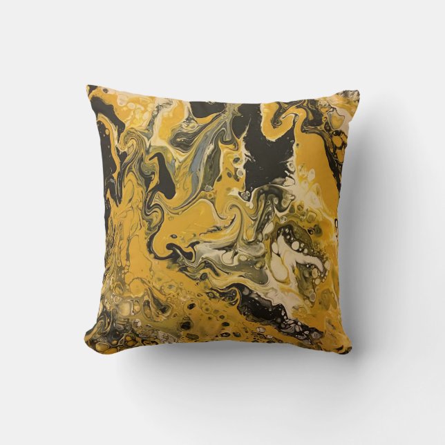 Almofada Fluxo de ouros - Pintura acrílica para distribuiçã (Frente)