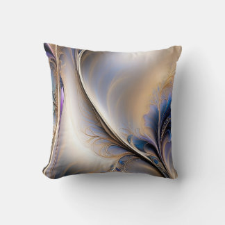 Almofada Fluxo Dourado - Arte Fluida Abstrata Azul e Dourad