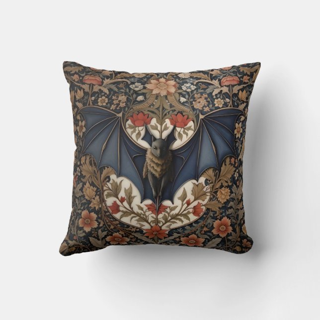 Almofada Flying Bat - Moderno William Morris Floral (Verso)