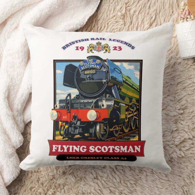 Almofada Flying Scotsman 4472 Steam Locomotive Retro Poster (Cobertor)