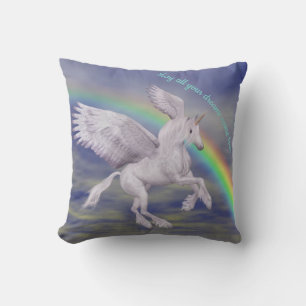 Almofada Flying Unicorn Over Rainbow Dreams Fantasy Horse