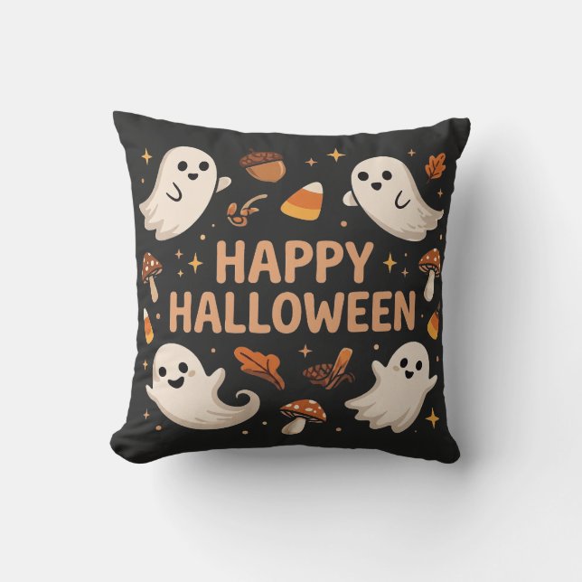 Almofada Fofa Fantasma Feliz Halloween (Frente)