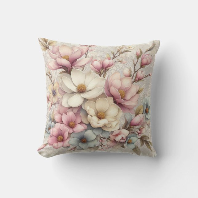 Almofada Fofo chique floral e renda feminina (Frente)