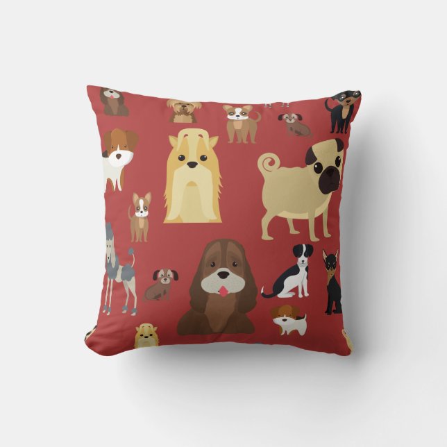 Almofada fofo padrão de cão design para amantes de cães - v (Frente)