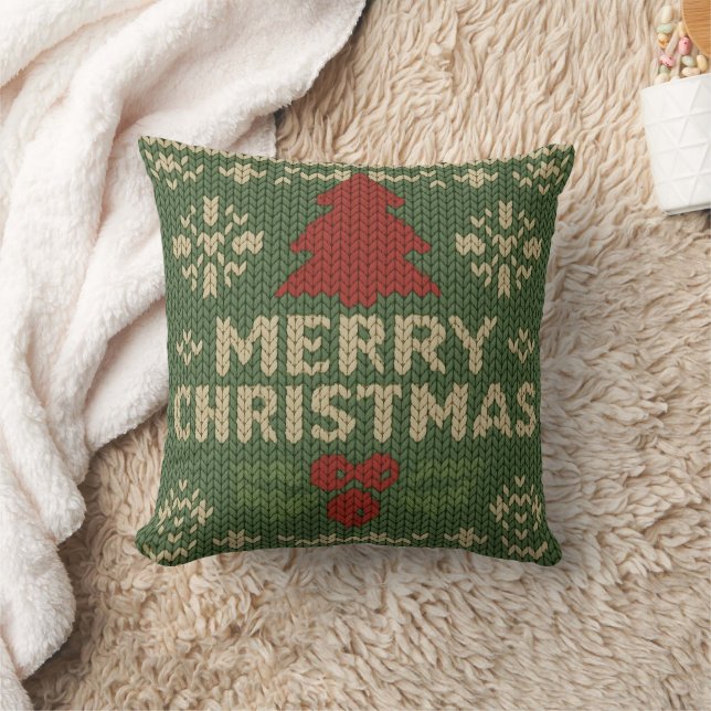 Almofada fofo tricô feliz natal (Cobertor)