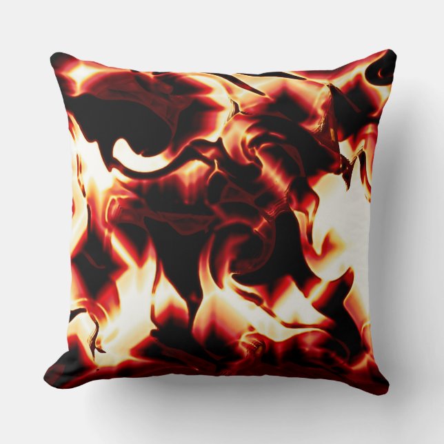 Almofada Fogo esculpida sobre fundo vermelho mais escuro (Frente)