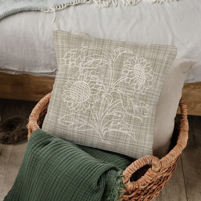 Almofada Fogueira Botânica Chic Girassóis Sobre Cerco Negro (Criador carregado)