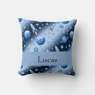 Almofada Foguete Espacial Personalizado com Estrelas e Plan