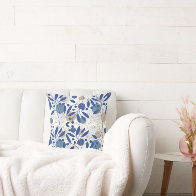 Almofada Folha botânica abstrato e dourada (Sofá)