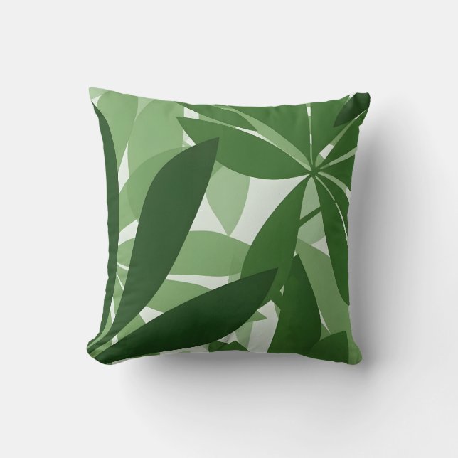 Almofada folha botânica fresca verde interior (Frente)