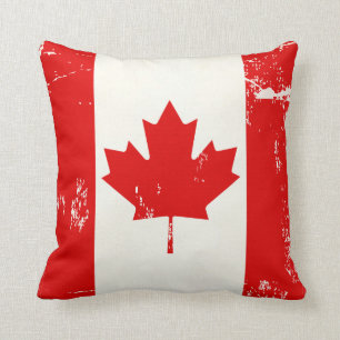 Almofada Folha de bordo afligida da bandeira de Canadá do