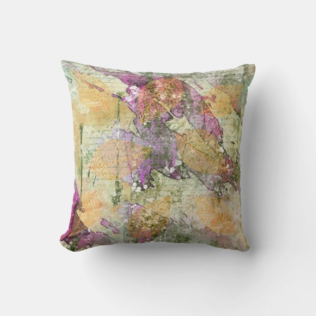 Almofada Folha de Folha Laranja Dourada Folha Folha de Folh (Frente)