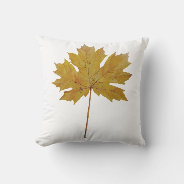 Almofada Folha de outono, cor de água laranja castanho. (Frente)