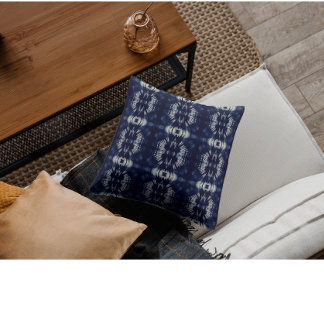 Almofada Folha de Palma em Azul Delft