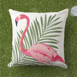 Almofada Folha de Palmeira Flamingo Rosa Tropical