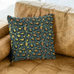 Almofada Folha Metálica Dourada Teal Glam Peles-Peles-Leopa<br><div class="desc">Este design foi criado através da arte digital. Pode ser personalizado clicando no botão personalizar e alterando a cor, adicionando um nome, iniciais ou as suas palavras favoritas. Entre em contato comigo em colorflowcreations@gmail.com se você quiser usar este design em outro produto. Compre minha pintura de acrílico abstrato original para...</div>