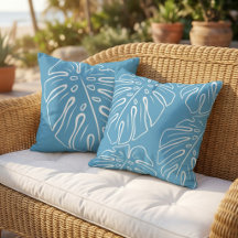 Folha Tropical Branca Motivo Luz Azul Céu de Verão