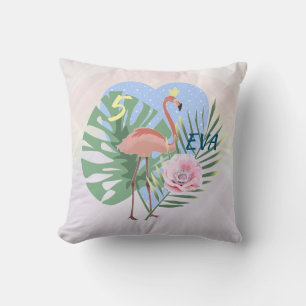 Almofada Folha tropical Flamingo rosa