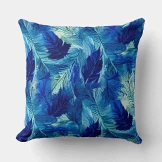Almofada Folhagem azul de marinho abstrato estética