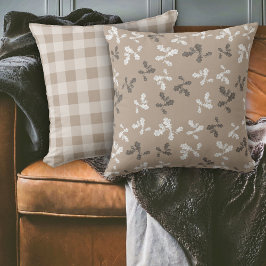 Almofada Folhagem de outono deixa o padrão de Xadrez marrom