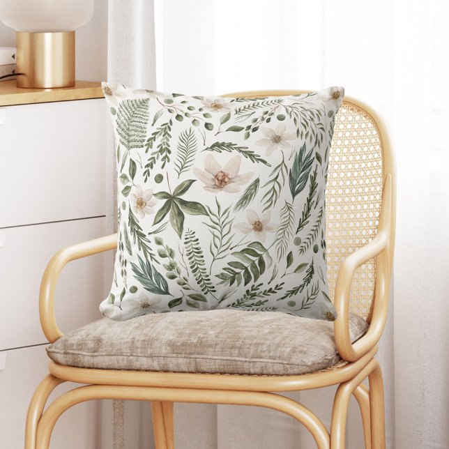 Almofada Folhagem Flor Aquarela Sem Costura Padrão Floral S (In situIn situ)