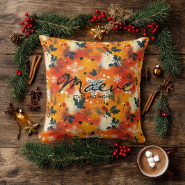 Almofada Folhagem Moderna de Natal – Abstrato de Férias Que