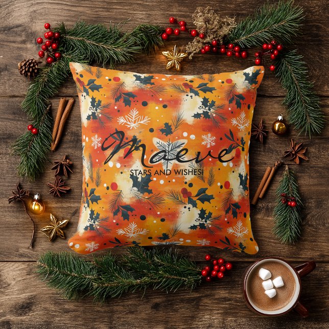 Almofada Folhagem Moderna de Natal – Abstrato de Férias Que (Criador carregado)