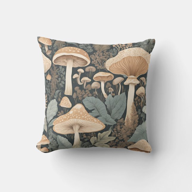 Almofada Folhagem Natural Neutra Pastel Mushroom (Frente)