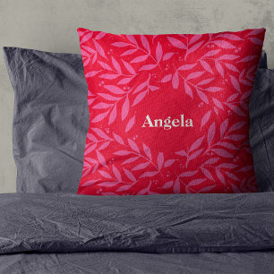 Almofada Folhagem rosa e vermelha Nome Travesseiro decorati