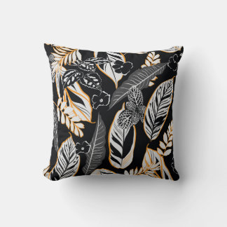 Almofada Folhagem Tropical: Padrão de Vintagem Escura