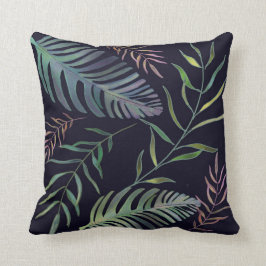 Almofada Folhagem verde tropical folha marinho azul