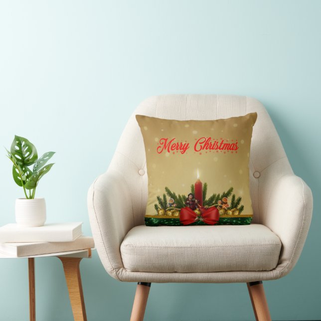 Almofada Folhagens e Decorações Tradicionais de Natal (Cadeira)