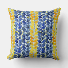 Almofada Folhas Amarelas e Azuis