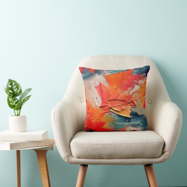 Almofada Folhas ao Vento – Movimento Abstrato de Outono (Cadeira)