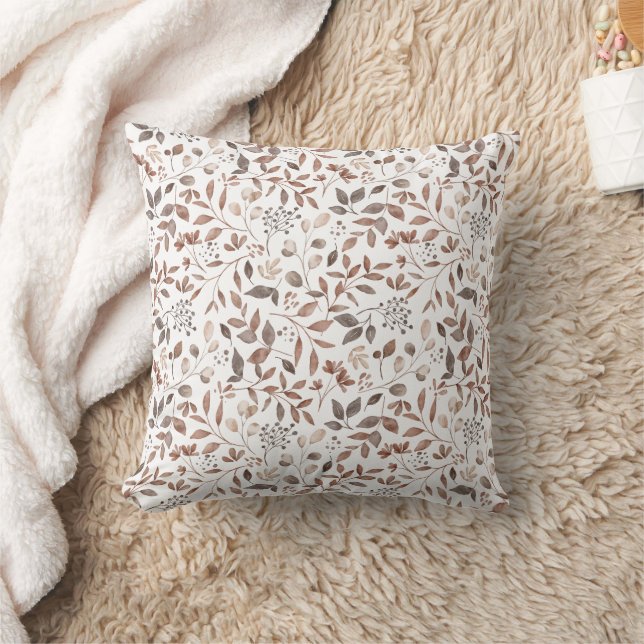 Almofada Folhas Botânicas de Terracota Marrom Boho (Cobertor)