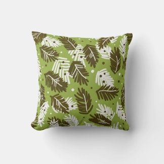 Almofada Folhas brancas verdes: padrão conífero
