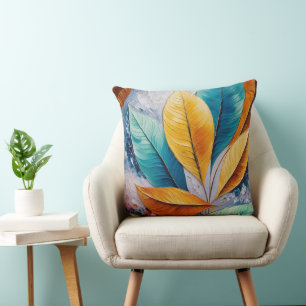 Almofada Folhas Celestiais Arte Abstrato Sunlit