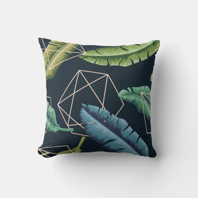 Almofada Folhas de abstrato: Linha Poligonal Sem Costura. (Frente)
