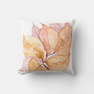 Almofada Folhas de Aquarela de Outono Ilustração Botânica
