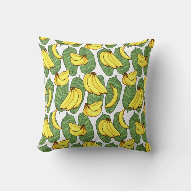 Almofada Folhas de Banana: Padrão de Fruta Tropical (Frente)