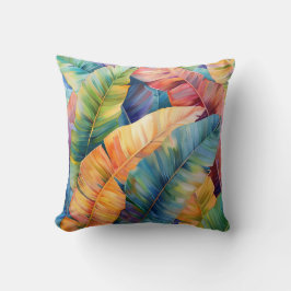Almofada Folhas de bananas de cor aquática