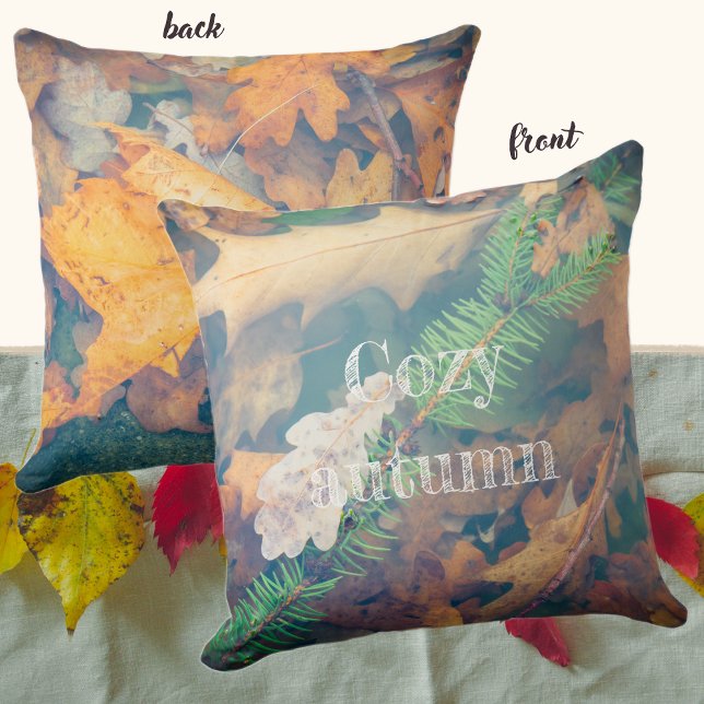 Almofada Folhas de carvalho-laranja sob a água (Criador carregado)