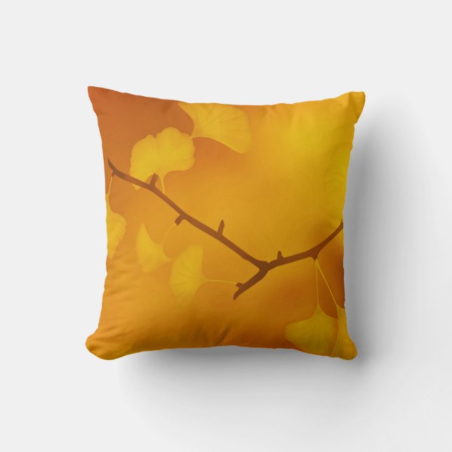 Almofada Folhas de Ginkgo/Gingko Maidenhair de Outono  (Frente)