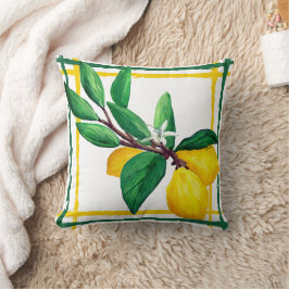 Almofada Folhas de Limão Citrino Amarelo Verde Folha Treliç