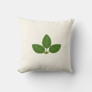 Almofada Folhas de Louro Verdes Modernas em Marfim