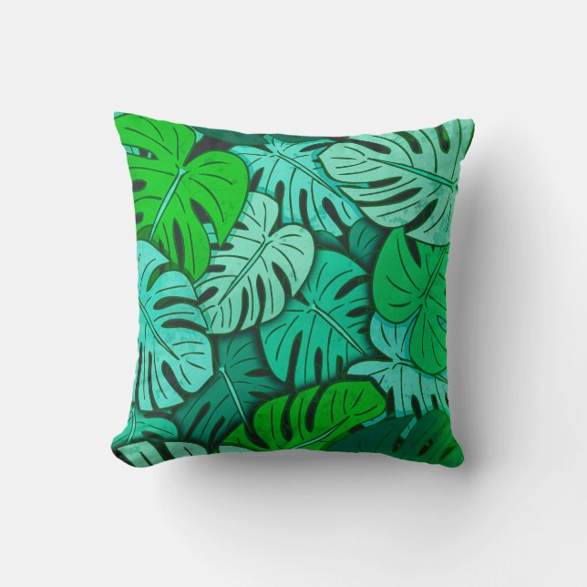 Almofada Folhas de Monstera Grunge #2 (Frente)
